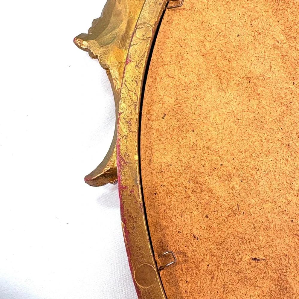 Vintage Wall Mirror Gold Ornate Italian Scroll Acanthus Leaf 22x14 inches MCM